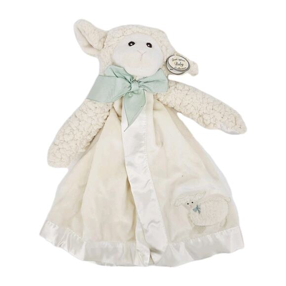 NEW Bearington Baby Lamb Lovey Lambie Cream Satin Split Security Blanket Toy 14" - Picture 1 of 12